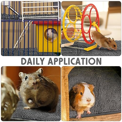 4 Pcs Guinea Pig Cage Liner 47 x 24 Inch Washable Chenille Pee Pads Pet Dog Cat Bedding Training Mat Reusable for Small Animals Puppy Bunny Hamster Chinchilla - color: Dark Gray, size: 47 x 24 Inch, style: Low Pile Chenille