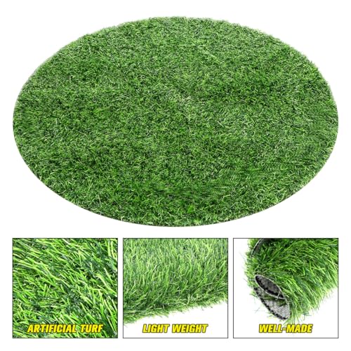 Simulated Grass Round Table Mat 20 Inch Artificial Grass Tabletop Decor for Wedding Party Banquet Indoor Outdoor Use, PVC Placemat
