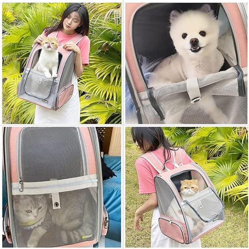 Texsens Innovative Traveler Bubble Backpack Pet Carriers for Cats and Dogs (Expandable-Pink) - color: Expandable-Pink