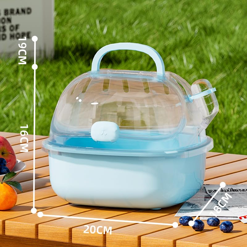 Small Animal Carrier Cage with Water Bottle, Portable Hamster Travel Case | for Small Pets, Gerbils, Mice, Dwarf Hamster (Blue) - color: Blue
