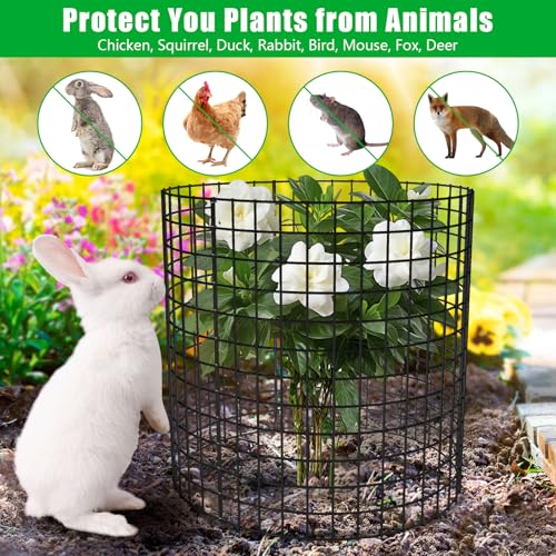 5 Pack Plant Protectors from Animals, 17x14" Plant Cages for Outdoor Plants | Wire Plant Protector, Thick Metal, Non-deformable, Free-Cut, Cap-less Design, Plant Protection Cage to Keep Animals Out - size: 5 PACK-17x14inch