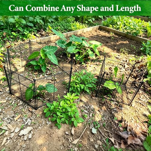 5 Pack Plant Protectors from Animals, 20Pcs 1" Mesh DIY Plant Cages 13.8"x13.8"x12", Metal Garden Animal Barrier with Stakes, Keep Rabbits & Chipmunks Out for Vegetables, Shrubs & New Plants - size: （13.8"L x 13.8"W x 12"H）5 Packs