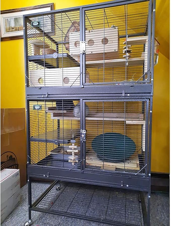 Durable All-Metal Mansion Cage for Chinchillas, Rats, Ferrets, Degus, Prairie Dogs (4-Level) - size: 32.0"L x 21.0"W x 58.0"H
