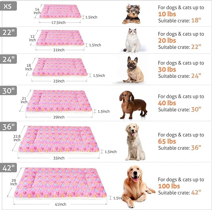 Mora Pets Cat Bed Dog Crate Pad Ultra Soft Pet Bed with Cute Star Print Washable Reversible for Small Dogs 14 x 17.5 inch 2 Pack Pink and Dark Blue - color: pack - Pink/Dark Blue, size: 18-Inch
