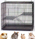 3-Levels Easy Portable Collapsible Ferret Chinchilla Sugar Glider Rats Mouse Animal Critter Bite-Proof Metal Carrier Travel Cage with Narrow 3/8-Inch Bar Spacing Easy to Setup No Tools Needed - color: Black