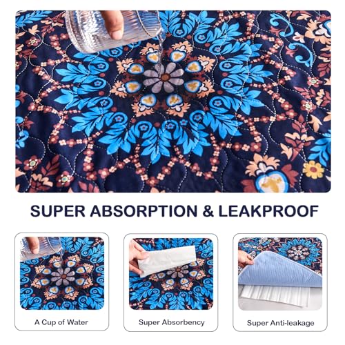 Washable Pee Pads, Super Absorbent Puppy Pads, 2 Pack 18"x24" | Reusable Dog Training Pads, Leakproof With Waterproof Non-Slip Backing For Crates, Floors, Indoor Potty & Furniture - color: Blue Medallion, size: 18"*24"(Pack of 2)