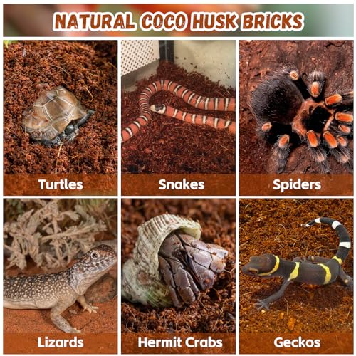 6 Pack Coconut Fiber Substrate, Natural Coco Coir Bedding for Reptiles Turtles, Tortoises, Snake, Hermit Crab, Gecko, Lizard, Bioactive Terrarium Soil for Humidity Control and Plant Substrate - color: 6 Pack