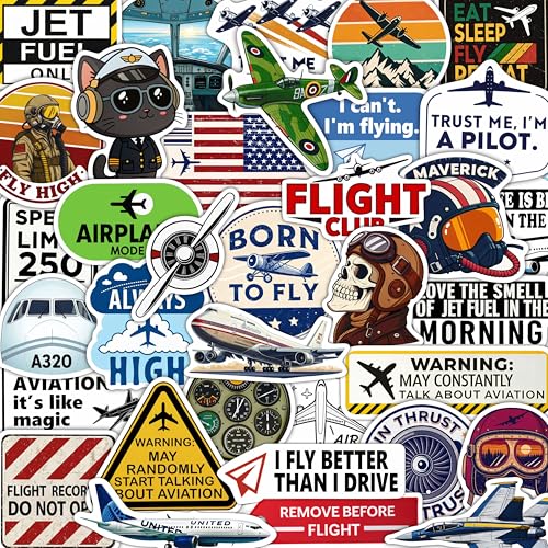 100Pcs Aviation Stickers and Decals Waterproof - Pilot Stickers for Laptop, Airplane Decals - Aviation Gifts for Pilots - Gift for Women & Men - color: Aviation Stickers