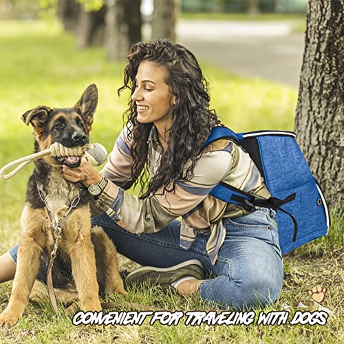 BAGLHER丨Dog Travel Bag Backpack, Airline Approved Pet Supplies Backpack, Dog Travel Bag with 2 Silicone Collapsible Bowls and 2 Food Baskets Blue - color: Blue