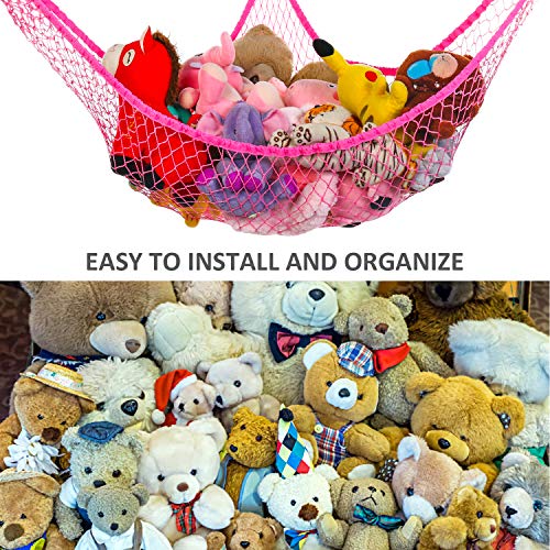 Toy Hammock, Stuffed Animals Hammock, Jumbo Toy Storage Net 83" Wall Sling Corner Extra Large Kids Children Mesh Toy Net Organizer (Pink, 83 Inch) - color: Pink