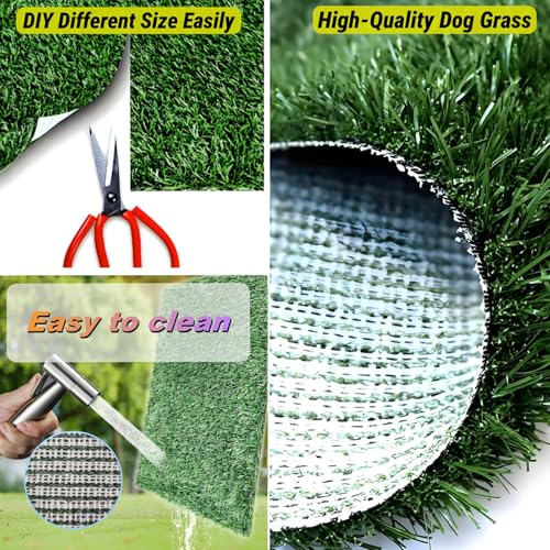 Artificial Grass for Dog Pee Training, Fake Grass Patch for Potty Tray | 28"x 18" Dogs Fake Grass Pad, 2pcs Reusable Washable Replacement Realistic Puppy Turf Mat, Indoor Outdoor Use - size: 28×18 Inch (Pack of 2)