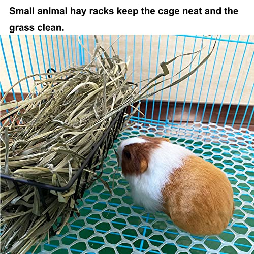 Rabbit Hay Feeder Rack Guinea Pig Hay Dispenser for Cage Hanging Metal Feeder Small Animals Hay Holder Manger for Rabbits Guinea Pigs Chinchillas Ferrets (Black - 2 in a Group)