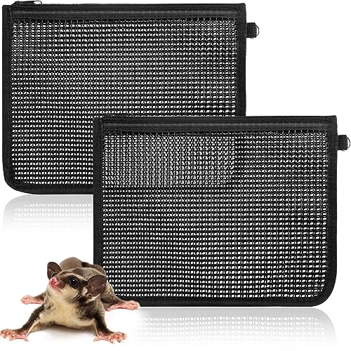 Abbylike 2 Pcs Sugar Glider Nail Trimmer Nails Trimming Pouch Mesh 7.87 x 9.84 inches Trim Bag for Guinea Pig Rat Ferrets Small Pets, Black