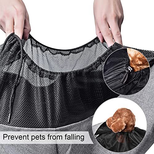 Dog Cat Sling Carrier Adjustable Padded Shoulder Strap with Mesh Pocket for Outdoor Travel (Grey, L - 8 to 15 lbs) - color: Grey