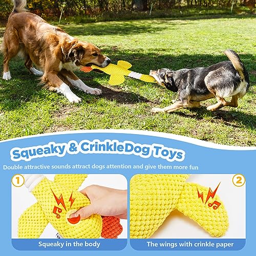 Vitscan Durable Dog Toys for Small Medium Large Dogs Aggressive Chewers | Dog Chew Toy Tough Squeaky Interactive Dogs Toys for Puppies,Sturdy Plush Puppy Toys Goose Pet Toy Puppy Chew Toys Teething - color: Yellow goose - pineapple plush