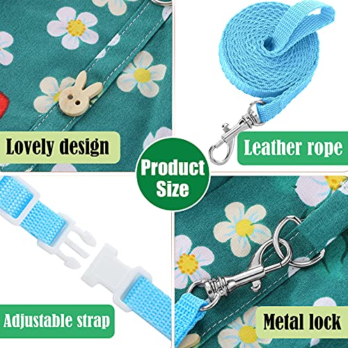 Weewooday 3 Sets Rabbit Bunny Harness and Leash Gift, Cute Bunny Clothes for Rabbits Dress Costume Walking Harness Escape Proof Pet Supply for Hedgehog Ferret Squirrel(Peach, Pineapple, Strawberry)