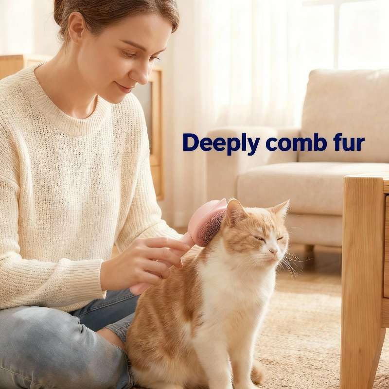 Cat Brush for Shedding, Kitten Brushes for Indoor Cats, For Long or Short Haired Cats,Cat Hair Brush Grooming Deshedding Brush for Dog Kitten Removes Loose Fur and flea removal comb, Pink