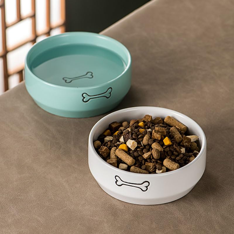 6.5" Ceramic Dog Bowl Pet Feeding Bowl 20oz (Cream/White, 6.5 / Large) - color: Cream / White