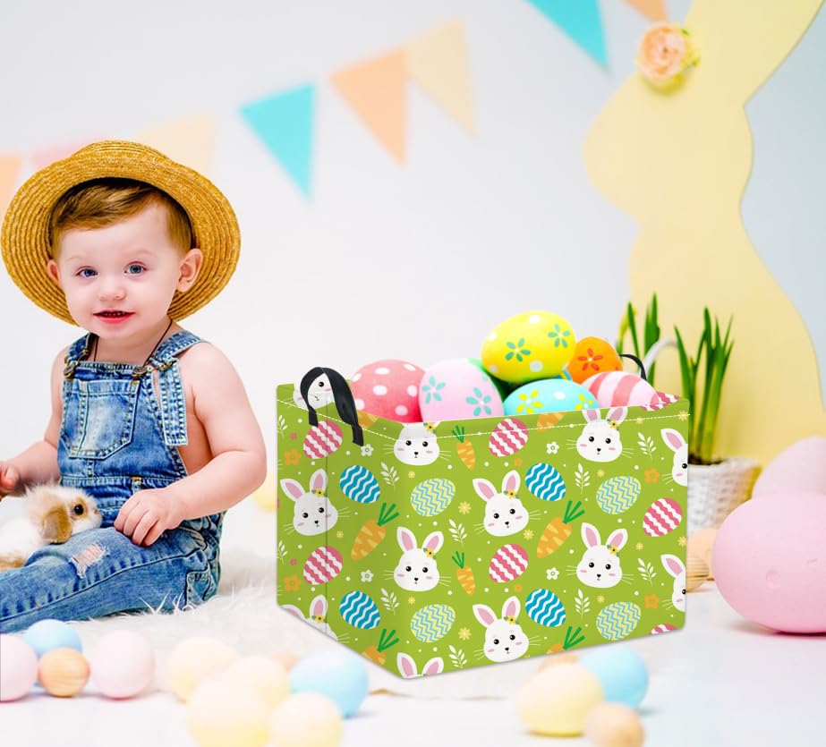 Rectangular Easter Bunny Storage Basket for Kids & Baby - Cute Toy Storage Bin and Organizer - Room Decor - color: Cute Easter Bunny