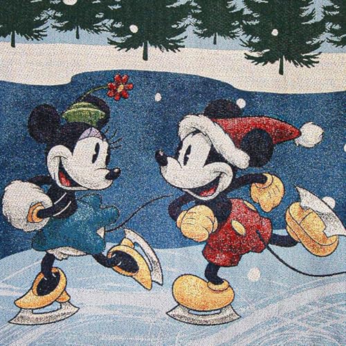 Northwest Mickey Mouse Woven Tapestry Throw Blanket, 48" x 60", Winter Skate - color: Winter Skate