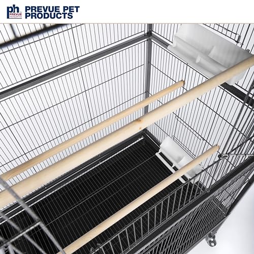 Prevue Pet Products Steel Bird Flight Cage with Wheels - Black, Large | Large Birdcage for Parakeets, Canaries, Finches, Cockatiels, Lovebirds, & Green Cheeks, Metal Standing Birdcage - color: Black