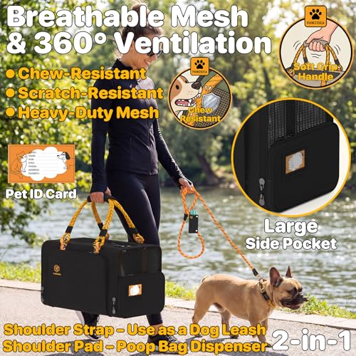 PAWZIDEA Expandable Pet Carrier Airline Approved, 18"×11"×11" Small Dog Carriers, Collapsible Top-Load Cat Carrier for 2 Cats Under Seat, Soft-Sided Puppy & Animal Travel Bag, ID Card, Up to 15lbs - color: Black Warrior, size: 18.0"L x 11.0"W x 11.0"H