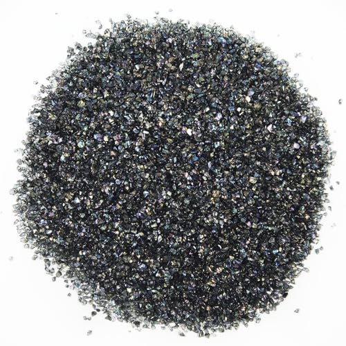 Crushed Glass Glitter, Broken Stones Shattered Glass Chips for Resin Art Crafts, Epoxy Resin Supplies, Geod Painting, DIY Art Projects, Jewelry Making, 2-4mm, 200g/7oz (Black) - color: Black