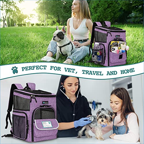 PetAmi Dog Backpack Carrier, Airline Approved 4-Way Entry Cat Backpack Carrier, Ventilated Mesh, Collapsible Pet Carrier for Small Puppy, Kitten, Hiking, Travel Car, Vet, up to 18 lbs, Purple - color: Purple
