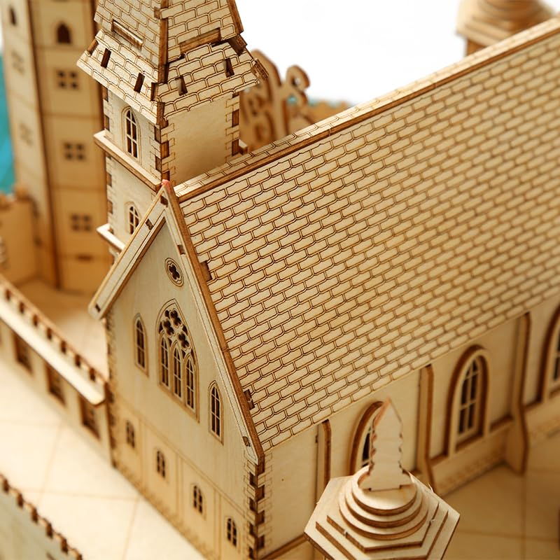 3D Wooden Puzzle for Adults, Mechanical Castle House Model, DIY House Model Building Kit Handicraft Wood Craft Hobbies Toy, Birthday for Hobbyist 14+ Family Women Men, 234 Pcs - style: Castle House
