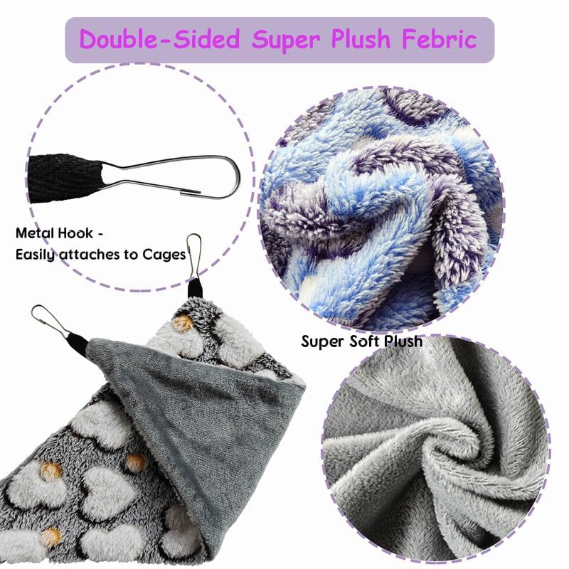 Guinea Pig & Rat Hammocks, Perfect for Pet Critter Cages, 2 Pack | Come with Hooks | Ideal Hanging Hammocks for All Small Animals: Chinchillas, Squirrels, Hamsters. L, Coffee+Purple - color: HTCoffee+Purple, size: Large