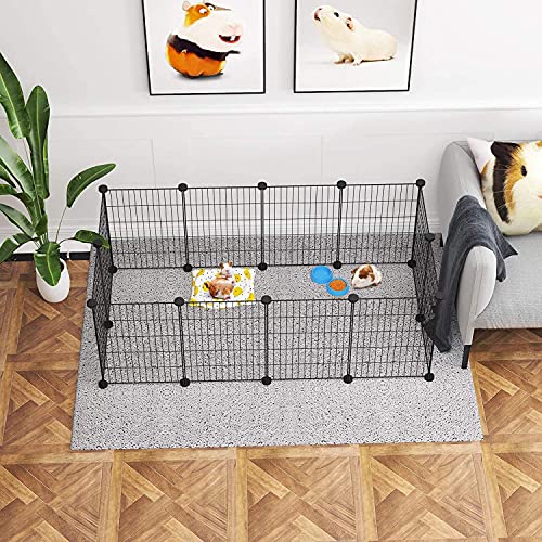 C&AHOME Pet Playpen, Small Animals Supplies, 12 Panels, 12" × 15" Black | Exercise Playpens Cage, C Grids Portable Yard Fence Indoor, Guinea Pigs, Puppy Pet Products, DIY Metal - color: Black, style: 12 Panels