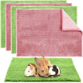 4 Pcs Guinea Pig Cage Liner 16 x 24 Inch Washable Chenille Pee Pads Pet Dog Cat Bedding Training Mat Reusable for Small Animals Puppy Bunny Hamster Chinchilla - color: Green Pink, size: 16 x 24 Inch, style: Low Pile Chenille
