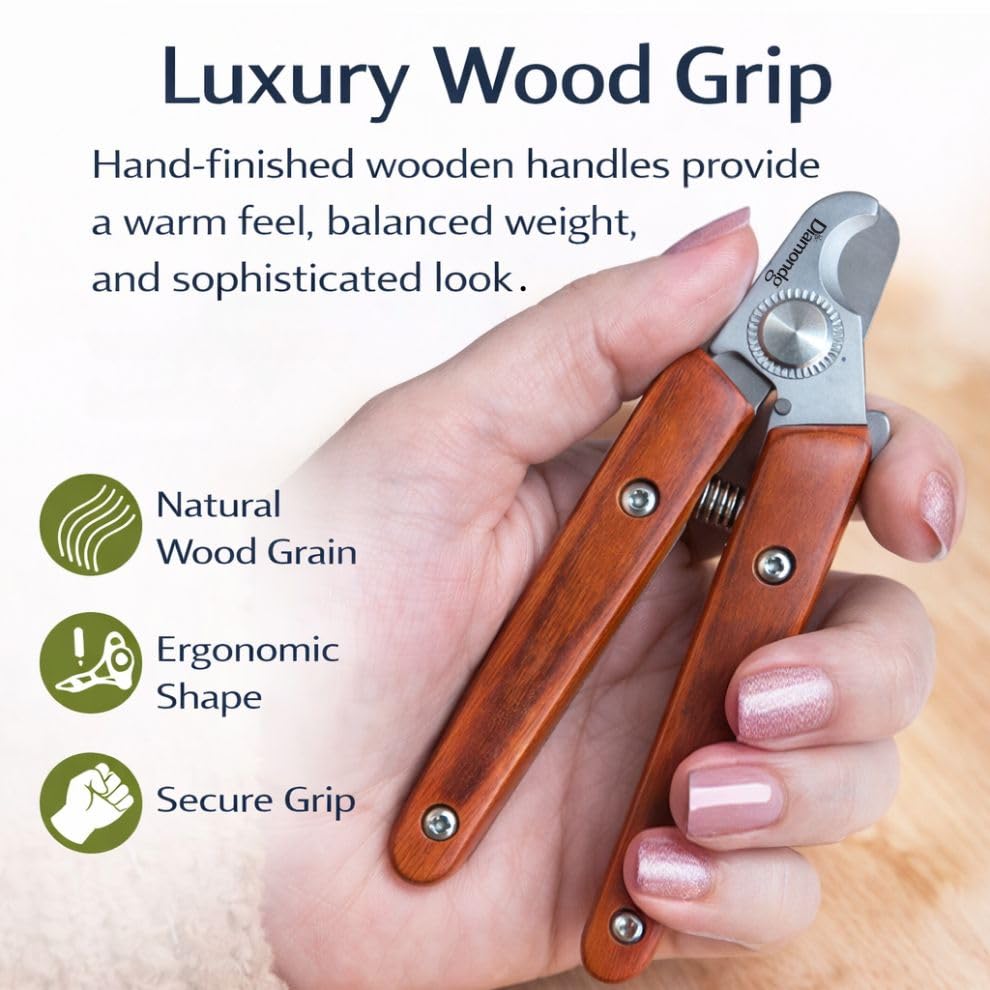 Diamondg Heavy Duty Dog Nail Clipper and Trimmer with Full Length Hardened Steel and Wooden Handle - color: Brown