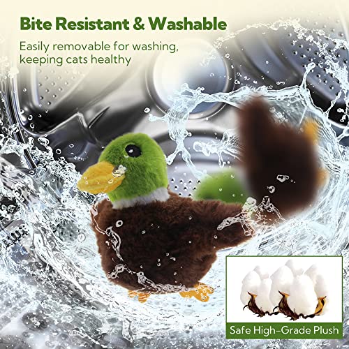 Flapping Cat Toy, Motion Activated Duck with Catnip, 3 Modes & USB Rechargeable, Machine Washable Interactive Toy for Indoor Cats - style: Mallard