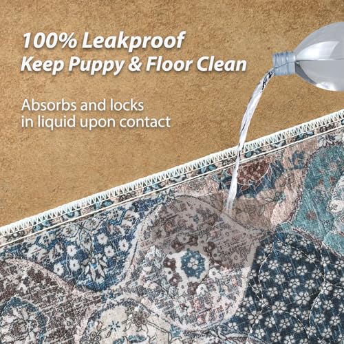 nunubaby Washable Pee Pads for Dogs, Stylish, Non-Slip and Leak-Proof Pee Pads. Reusable Potty Pads for Dogs for Crates and Floors.(Dark Red/Multi,18" x24" ) - color: Dark Red/Multi, size: 18x24 Inch (Pack of 2)