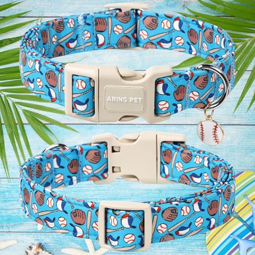 ARING PET Baseball Dog Collar, Cute Summer Blue Pet Collars with Quick Release Buckle for Puppy Small Medium Large Boy Girl Dogs-XS - color: Blue Baseball, size: X-Small