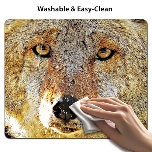 9.5x7.9 Inch Office/Gaming Mouse Pad, Cool Yellow Brown Hairy Wolf Head with Bright Eyes Cute Anti-Slip Mat for Desk - color: Colorful Pattern Art10