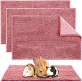 4 Pcs Guinea Pig Cage Liner 16 x 24 Inch Washable Chenille Pee Pads Pet Dog Cat Bedding Training Mat Reusable for Small Animals Puppy Bunny Hamster Chinchilla - color: Pink, size: 16 x 24 Inch, style: Low Pile Chenille
