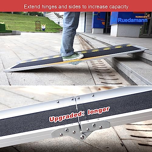 Ruedamann 6FT Portable Wheel Chair Ramp for Home Entrance | Non-Slip Aluminum Folding Handicap Ramps for Wheelchairs, Strollers, Scooters, Stairs, Steps, Curbs, Doorways - size: 6FT Black(Using Height 6-18'')
