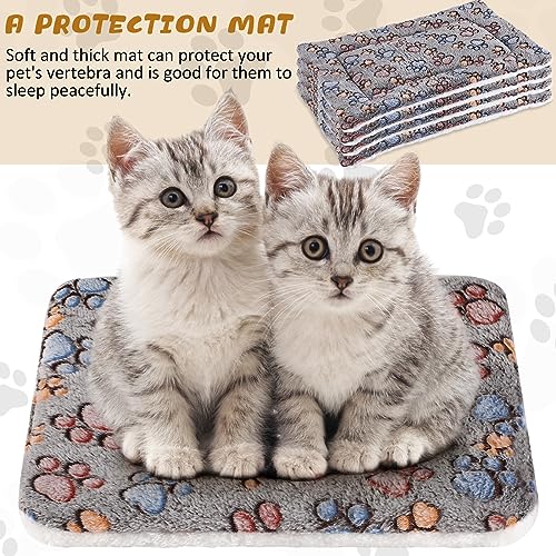 4 Pack Ultra Soft Dog Cat Bed Mat Small Animal Guinea Pig Bed with Cute Print Reversible Fleece Dog Crate Kennel Pad Cozy Washable Thickened Hamster Pet Beds Mat(13 x 19 Inches,Gray) - color: Gray, size: 13 x 19 Inches