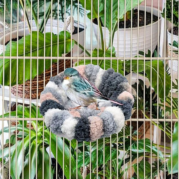 2 Pack Warm Bird Nest Bed for Cage Plush Hanging Parrot Bed Bird Snuggle Hut Hanging Sleeping Bird House for Parakeet, Conure, Budgie, Cockatiel, Lovebird, Finch, Hamster-Grey&Blue - color: Grey&Blue