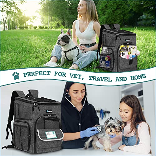 PetAmi Dog Backpack Carrier, Airline Approved 4-Way Entry Cat Backpack Carrier, Ventilated Mesh, Collapsible Pet Carrier for Small Puppy, Kitten, Hiking, Travel Car, Vet, up to 18 lbs, Charcoal Gray - color: Charcoal