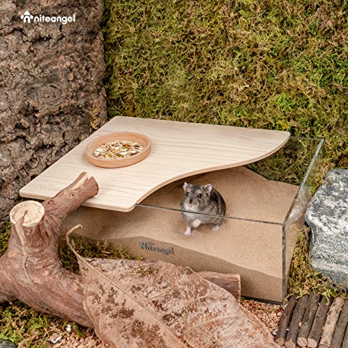 Niteangel Animal Sand-Bath Box: - Acrylic Critter's Sand Bath Shower Room & Digging Sand Container for Hamsters Mice Lemming Gerbils or Other Small Pets (Rectangle, Burlywood) | Acrylic Viewable Critter Sand Bath Shower Room & Digging Sand Container for H