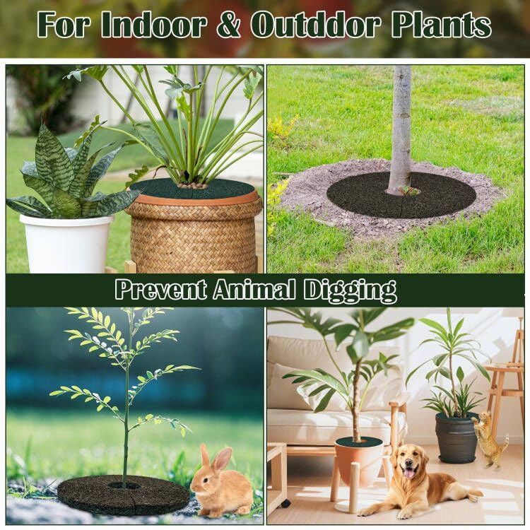 4pcs Double Side Rubber Tree Mulch Ring, 12In Heavy Duty Recycled Rubber Mulch Mat Natural Look Tree Root Protector Mat Reversible Round Tree Ring for Prevent Animal Dig, (Green Brown) - color: Green-4