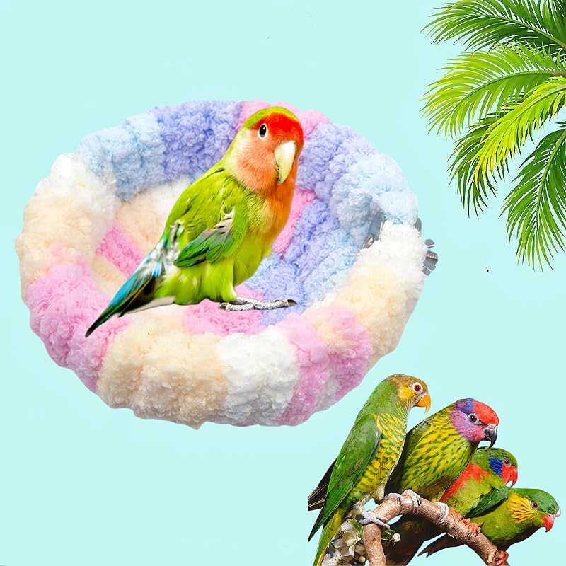 2 Pack Warm Bird Nest Bed for Cage Plush Hanging Parrot Bed Bird Snuggle Hut Hanging Sleeping Bird House for Parakeet, Conure, Budgie, Cockatiel, Lovebird, Finch, Hamster-Green&Pink - color: Green&Pink