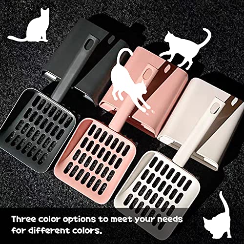 Cat Litter Scooper with Caddy and Holder, with Container to Store, Durable ABS Material and Cute Design - 85 Matte Dark Grey - color: S-Grey