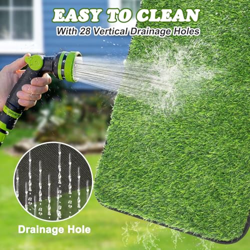 Washable Artificial Grass Mat for Dogs Pet Potty Training (15.7''*31.5'') | With Drainage Holes, Easy to Wash, for Puppy Training, Grass Doormat, Suitable for Indoor and Outdoor Daily Use