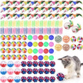 Shappy 150 Pcs Cat Toys for Indoor Cats Bulk, Kitten Toys Pack, Variety Interactive Gift Including Mice Rainbow Balls Spring Crinkle Balls Gift for Kitty Kitten Cat(Classic) - style: Classic