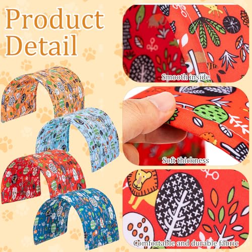 BreezeHug 4 Pcs Guinea Pig Tunnel Foldable Rabbit Hideout Washable and Soft Bunny Hide House Ferret Tunnel Toys Cage Accessories for Small Animal Hamster Hedgehogs Chinchilla(Doodle Forest) - style: Doodle Forest