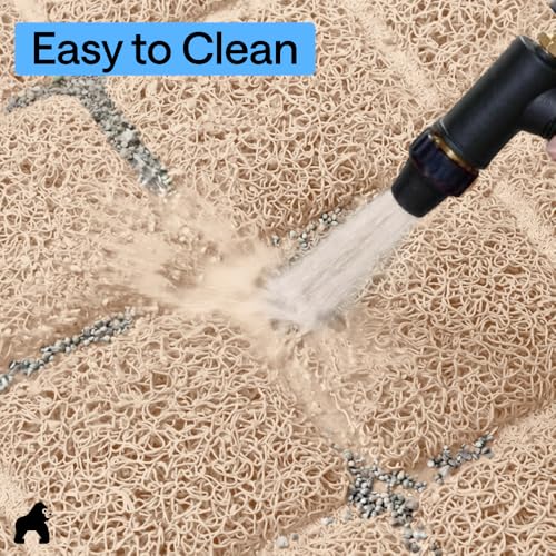 GORILLA GRIP Cat Litter Box Mat, Cushioned Coil Mesh Litter Trapping Mats, Scatter Control Supplies for Less Mess, Phthalate Free, Ultra Deep Catch Grooves, Rinse or Vacuum to Clean, 24x17 Beige - color: Beige, style: Small (24" x 17")